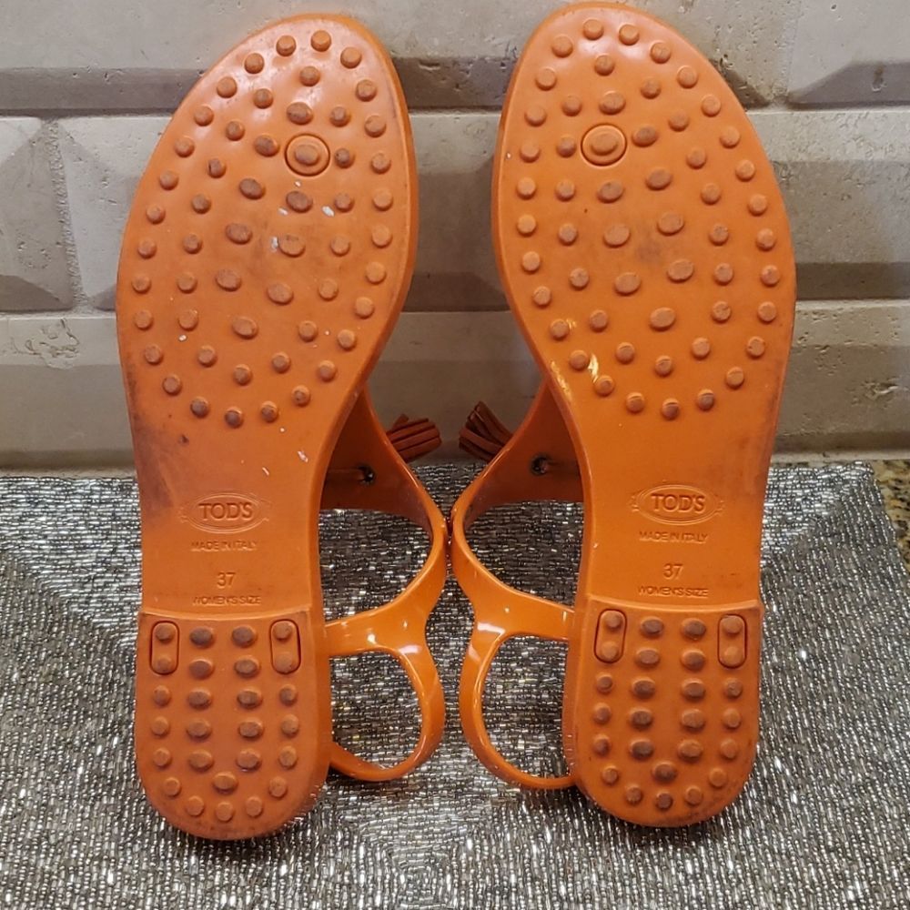 SOLD!! TOD'S Pumpkin Tassled Jelly Nikel Sandals - Picture 8 of 9